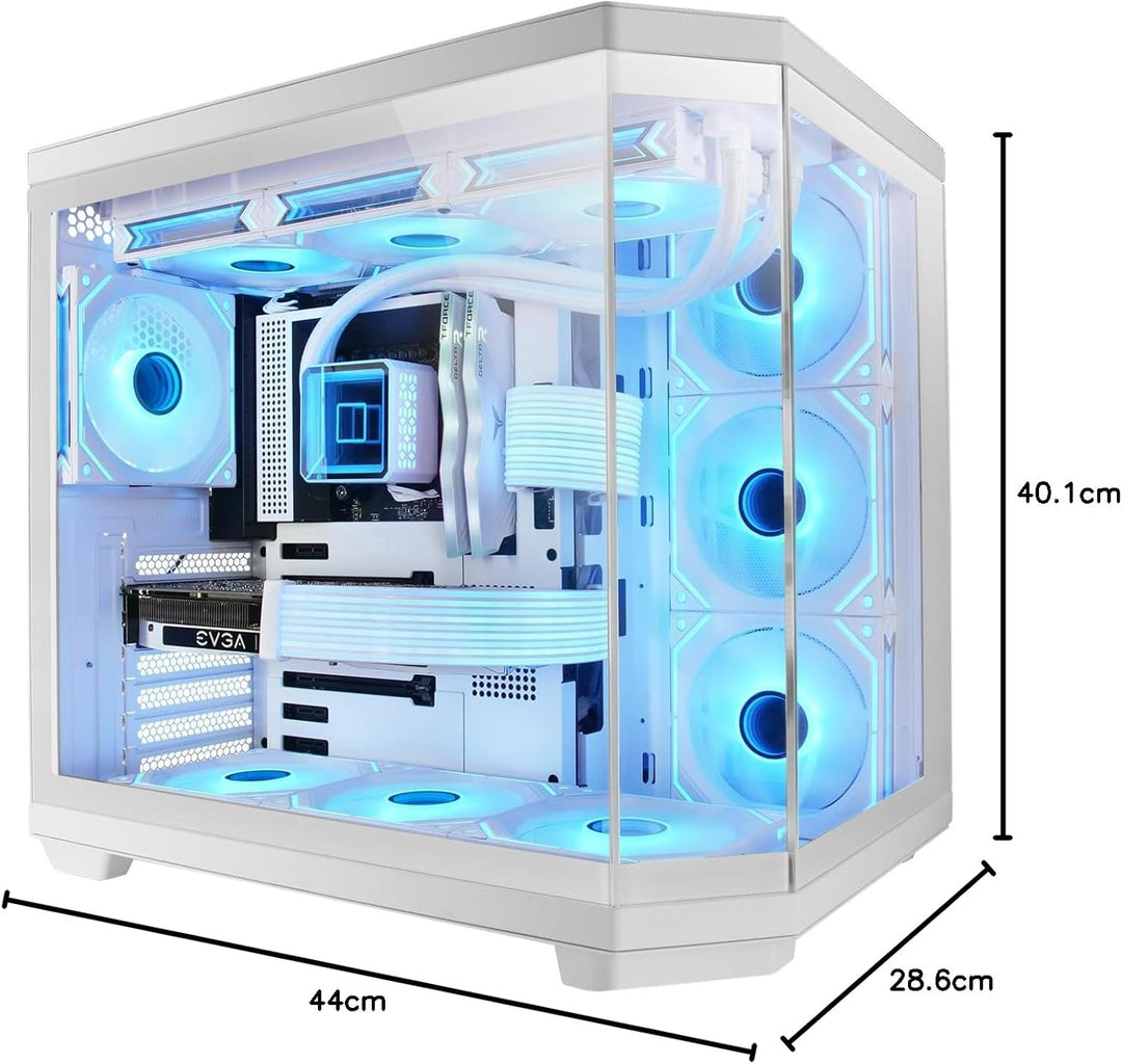 Mars Gaming MC-3TCORE, Custom ATX Gaming Gehäuse, Abnehmbares Fenster aus Dreifachglas, Dual-Kamera,