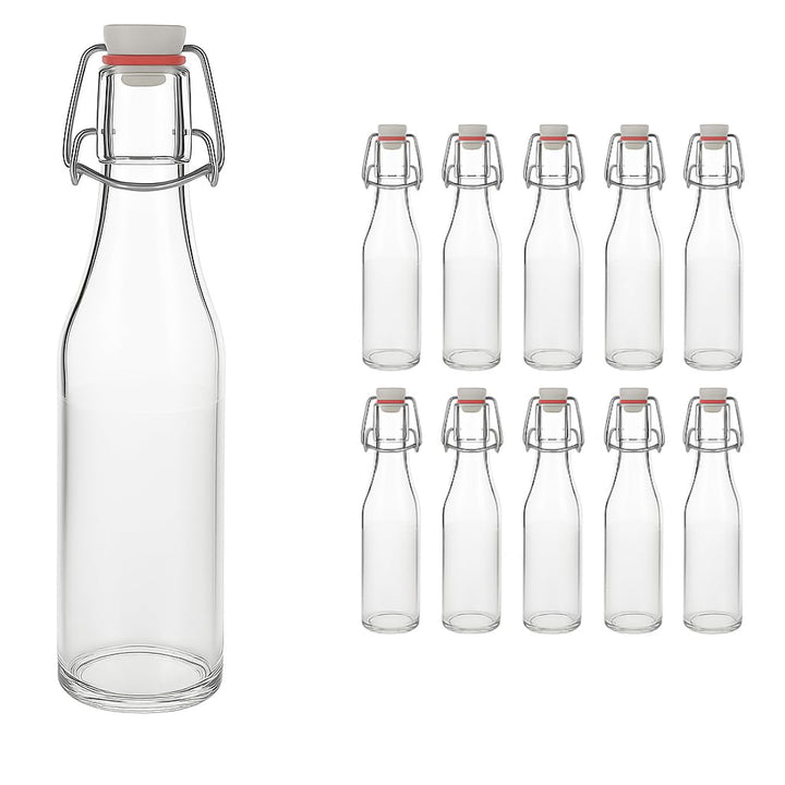 hocz 10er Set Bügelflaschen Bügelflasche Glasflaschen 330ml mit Bügelverschluss zum Selbstbefüllen B