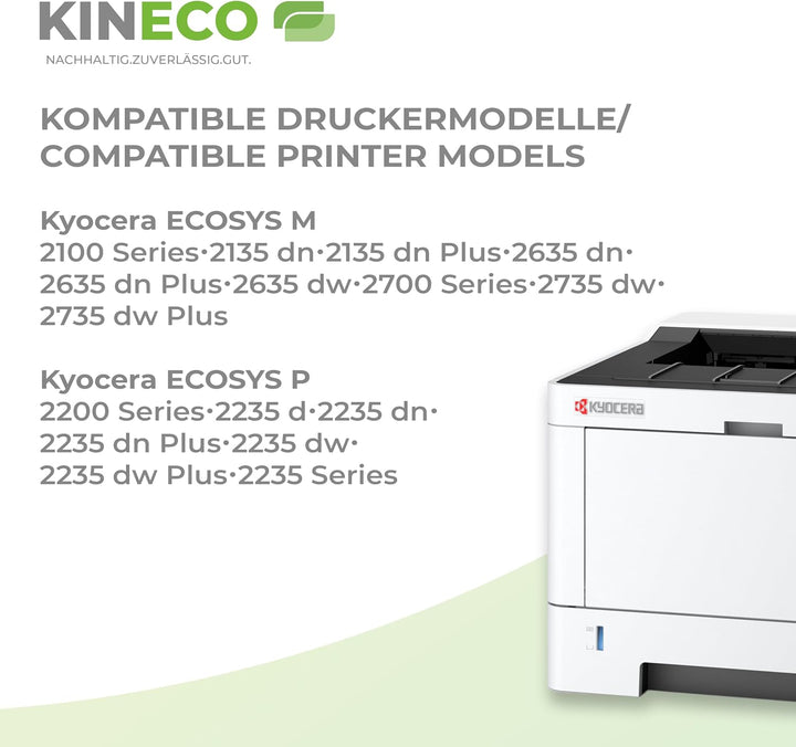 Kineco 2 Toner kompatibel mit Kyocera TK1150 TK-1150 für Kyocera Ecosys P2235dn P2235dw M2135 M2635