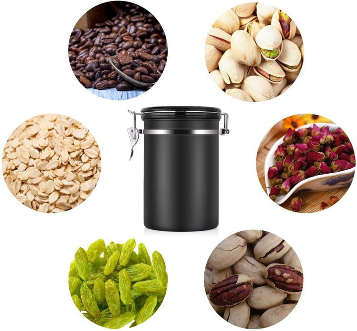Jeffergarden Kaffeekanister 1,8 L Edelstahl Grosser Behälter Luftdicht für Gemahlenes Stahlpulver Bo