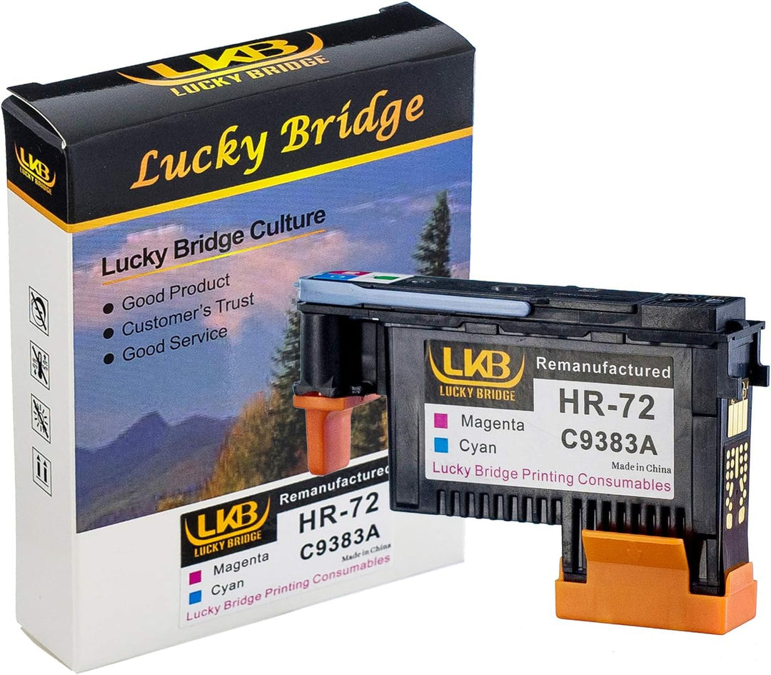 Lucky Bridge HP72 wiederaufbereiteter Druckkopf, 3 Stück (G/PK MK/Y M/C) C9380A C9383A C9384A kompat