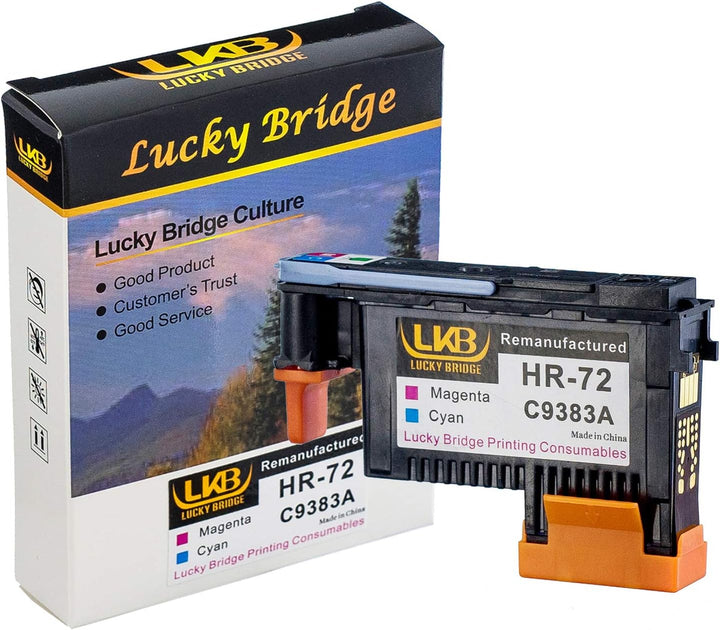 Lucky Bridge HP72 wiederaufbereiteter Druckkopf, 3 Stück (G/PK MK/Y M/C) C9380A C9383A C9384A kompat