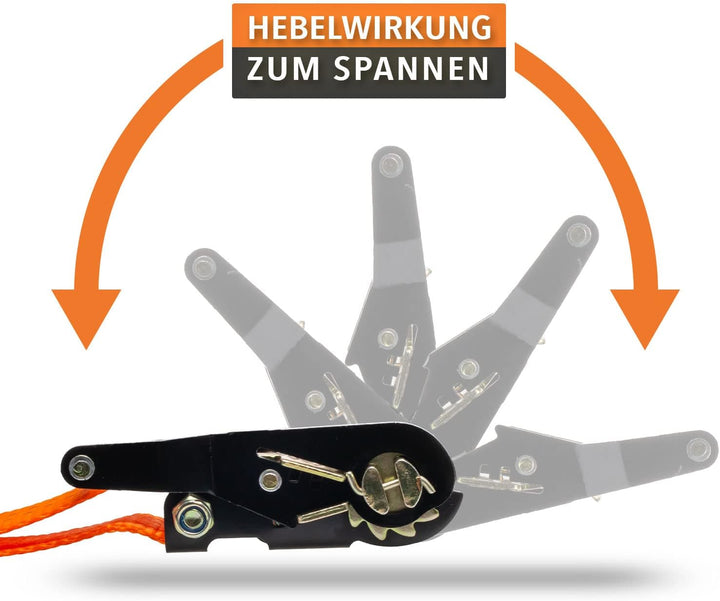 Alubox Spanngurt mit Ratsche und J-Haken 38mm breit orange Belastbarkeit 1000kg Ratschengurt TÜV G/S