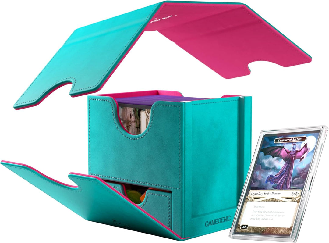 Gamegenic, Sidekick PRO 100+ XL - EXCLUSIVE LINE Teal/Pink, bis zu 100 doppelt gesleevte Karten, Far