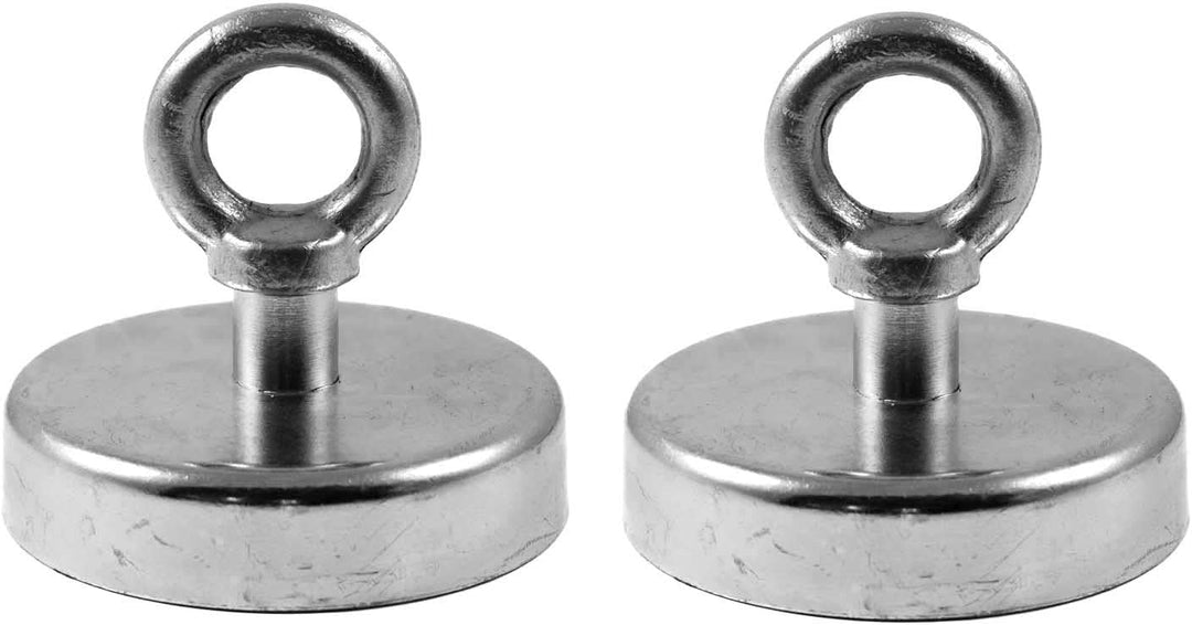 Magnetastico® | 2 Stück Neodym N35 Ösenmagnete 75 mm Ø | Haftkraft 164.0 Kilogramm | 2 Stück Ultra S