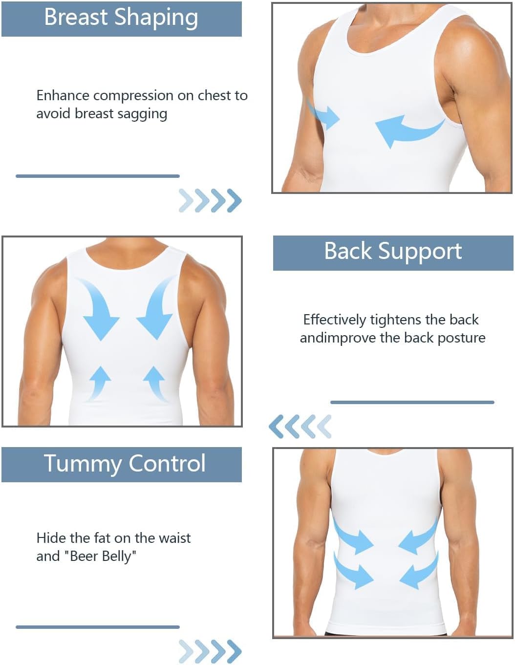 Casey Kevin Shapewear Herren Bauchweg Unterhemd Body Shaper Für Männer Compression Tank Top Herren K