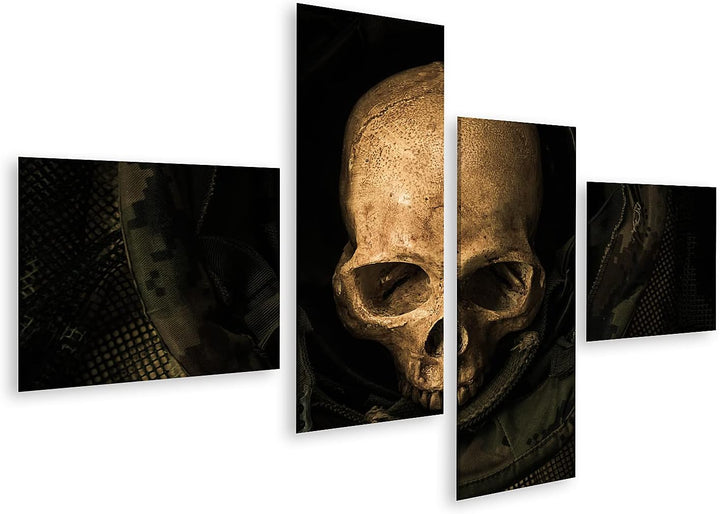 islandburner Bild auf Leinwand Stilleben Mit Menschlichen Schädel In Soldatenhelm Bilder Wandbilder