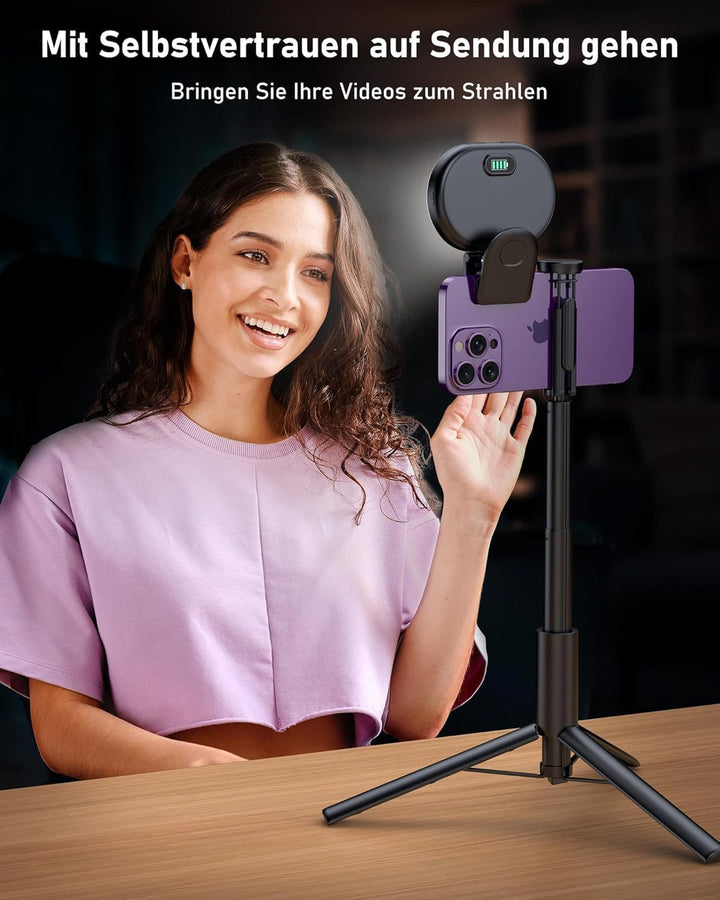 Selfie Licht, Handy Licht Videolicht mit Clip, Rechargeable 2000mAh Akkus, 3 Lichtmodi & Helligkeit
