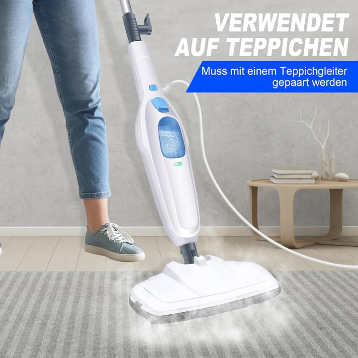 Heissdampfreiniger 1500W Dampfbesen Multifunktions Reiniger Dampf Mop Bodendampfreiniger mit 4,8m Ka