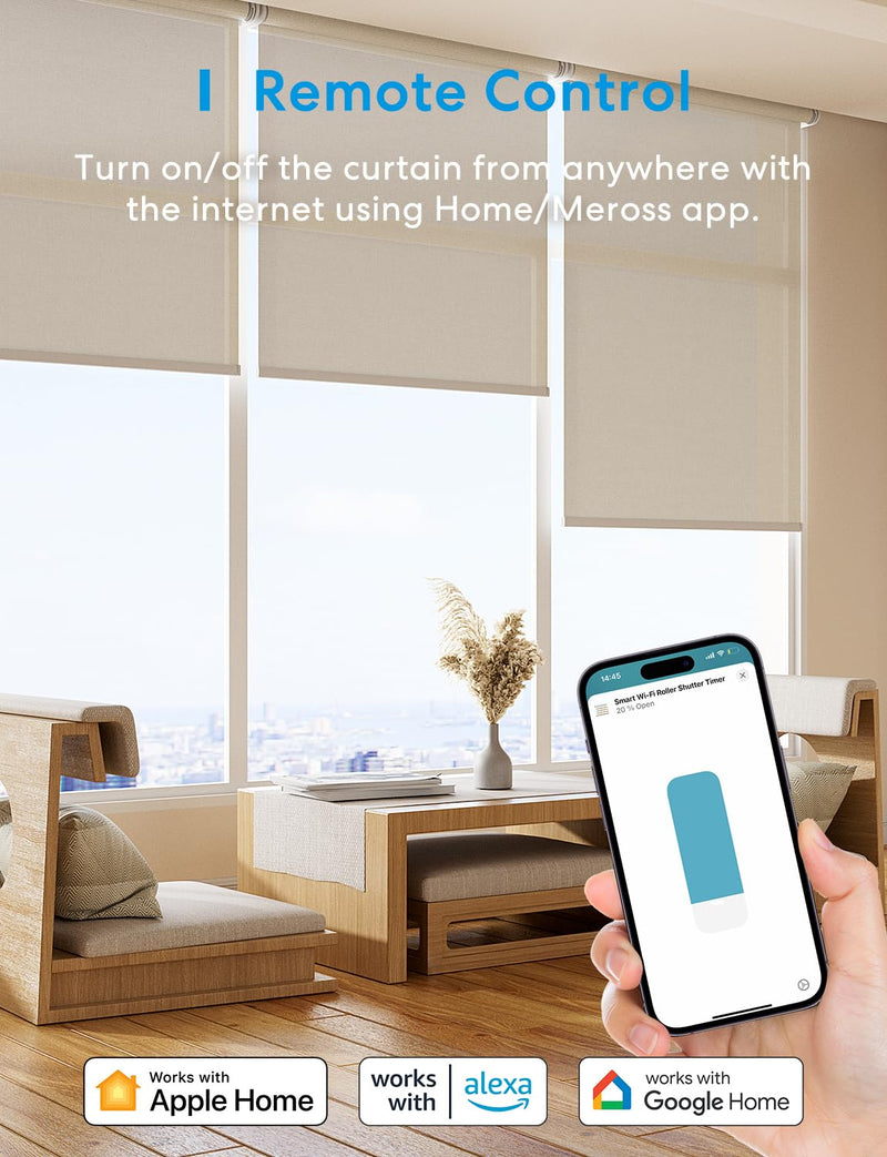 meross WLAN Rolladenschalter funktioniert mit Homekit, Alexa Rolladen, Smart Jalousien Schalter benö