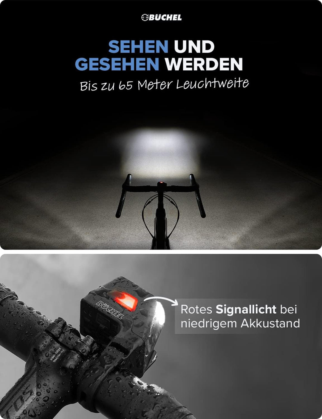 Büchel Ahead Frontlicht I 35/15 Lux Design genau mittig am Lenker StVZO zugelassen und Regenfest LED