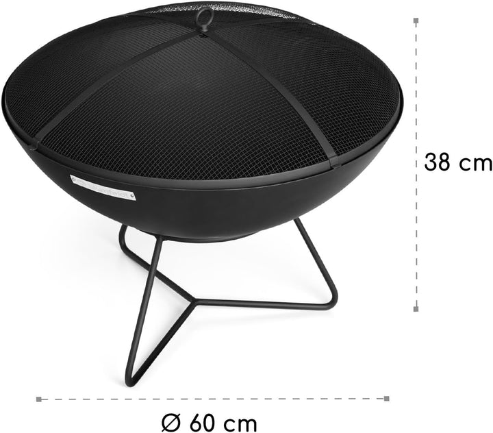 Blumfeldt Orbit - 3-in-1 Stahl-Feuerschale: Feuerstelle, Grill und Gartentisch in einem, Ø 60 cm, 4-