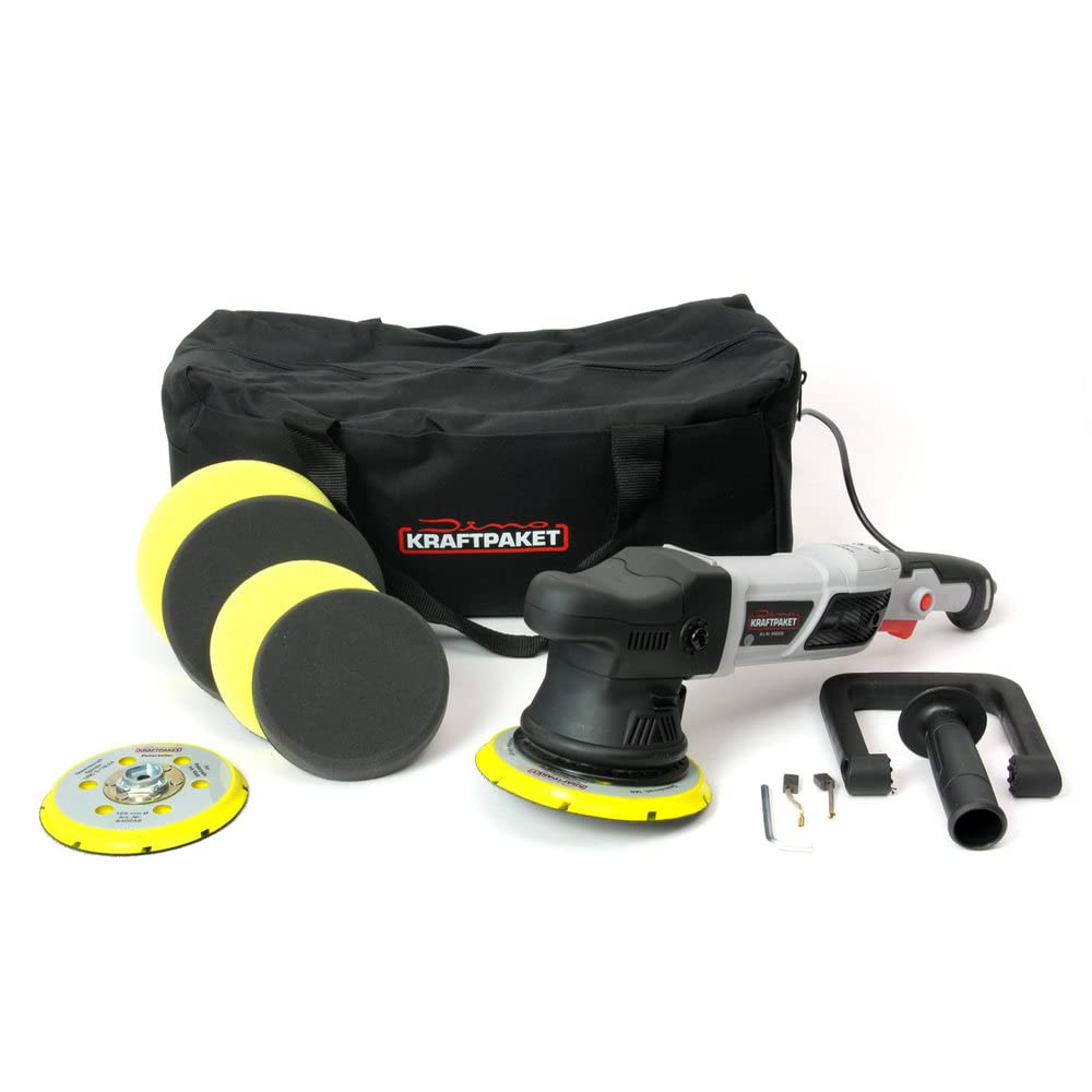 Dino KRAFTPAKET 21mm-950W Exzenter Poliermaschine Set (12-Teile) mit 125mm 150mm Stützteller und vie