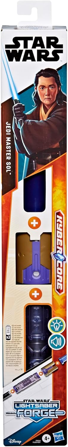 Star Wars Lightsaber Forge Kyber Core Jedi Master mit blauen Lichteffekten im transparenten Kern, Sp