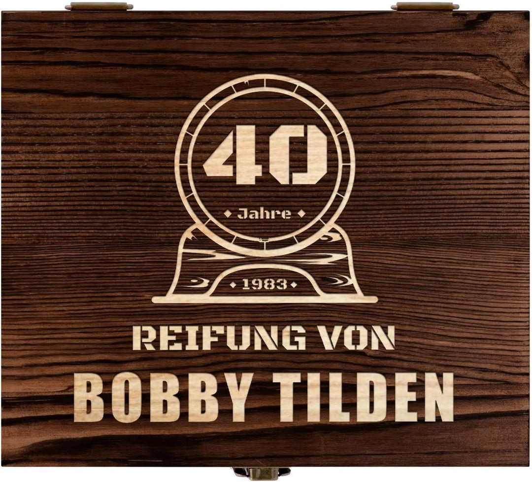 Maverton Whisky Steine Set - in Holzbox mit Gravur - 8 Granit Eiswürfel & 2 Whisky Gläser - wiederve