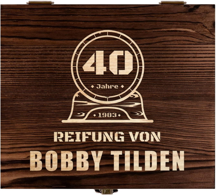 Maverton Whisky Steine Set - in Holzbox mit Gravur - 8 Granit Eiswürfel & 2 Whisky Gläser - wiederve