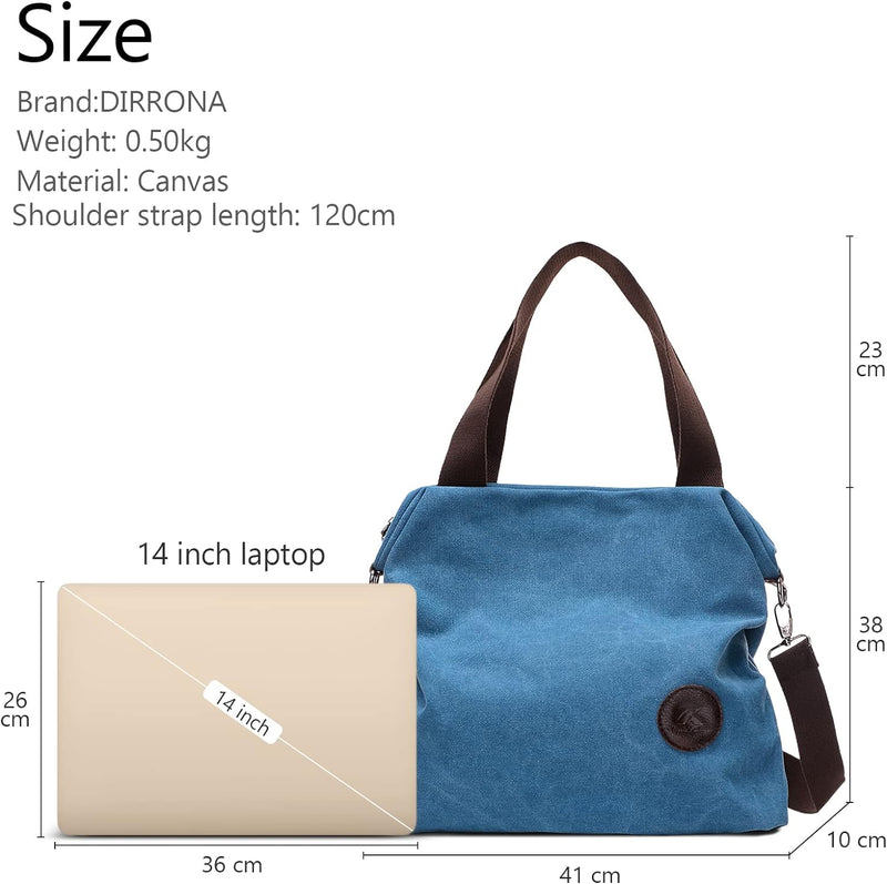 DIRRONA Mode Damen Canvas Handtasche Canvas Schultertasche Beiläufig Hobo Tasche Schule Einkaufen Tr