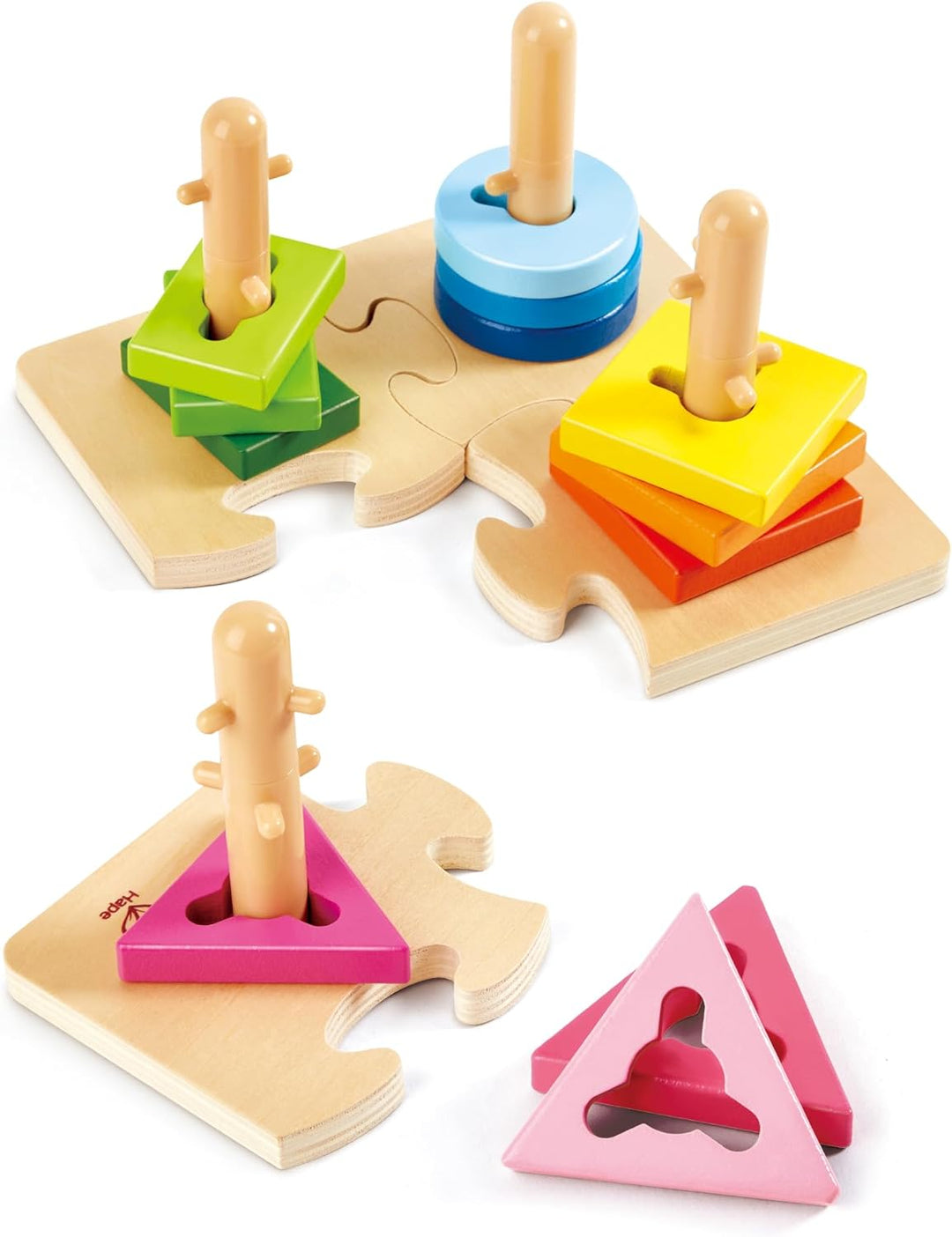 Hape Kreatives Steckpuzzle von Hape | Holz Stapelspiel Problemlösungspuzzle für Kleinkinder, Stapels