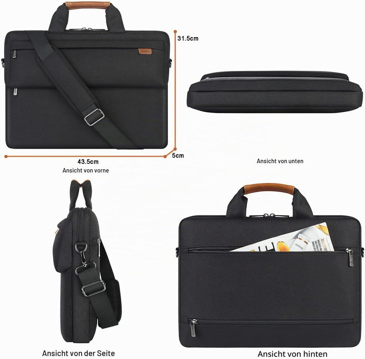 DOMISO Laptoptasche 17 Zoll Wasserabweisende Aktentasche Herren Business Schutztasche Notebook Tasch