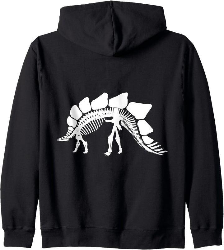 Stegosaurus Dinosaurier Fossil Skelett (weisses Logo-Design) Kapuzenjacke