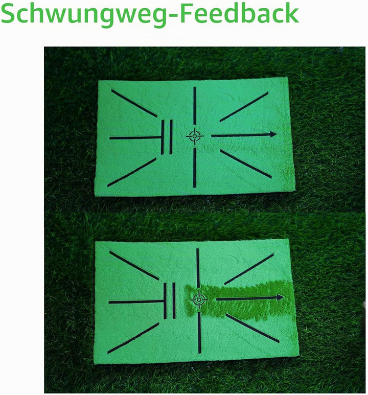 Golf Schlagmatte – Schwungpfad-Erkennung, 35x24 cm AL-Basis mit 7cm Erdspiesse – Golf Trainingsmatte