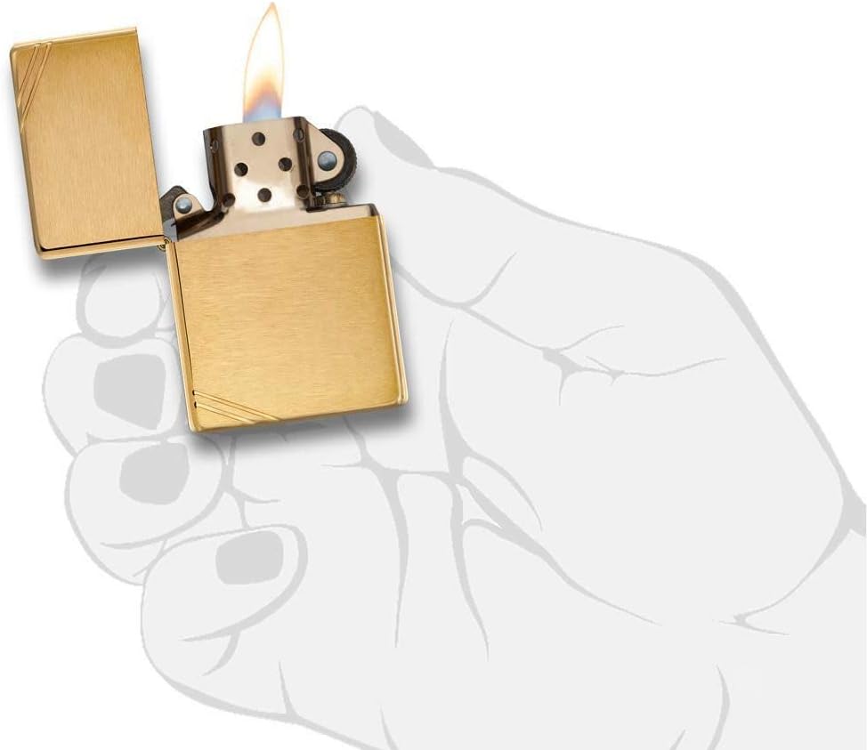 Zippo 240 Feuerzeug 60000808 Classic Vintage Benzinfeuerzeug, Messing, Brushed Brass w slashes, Brus