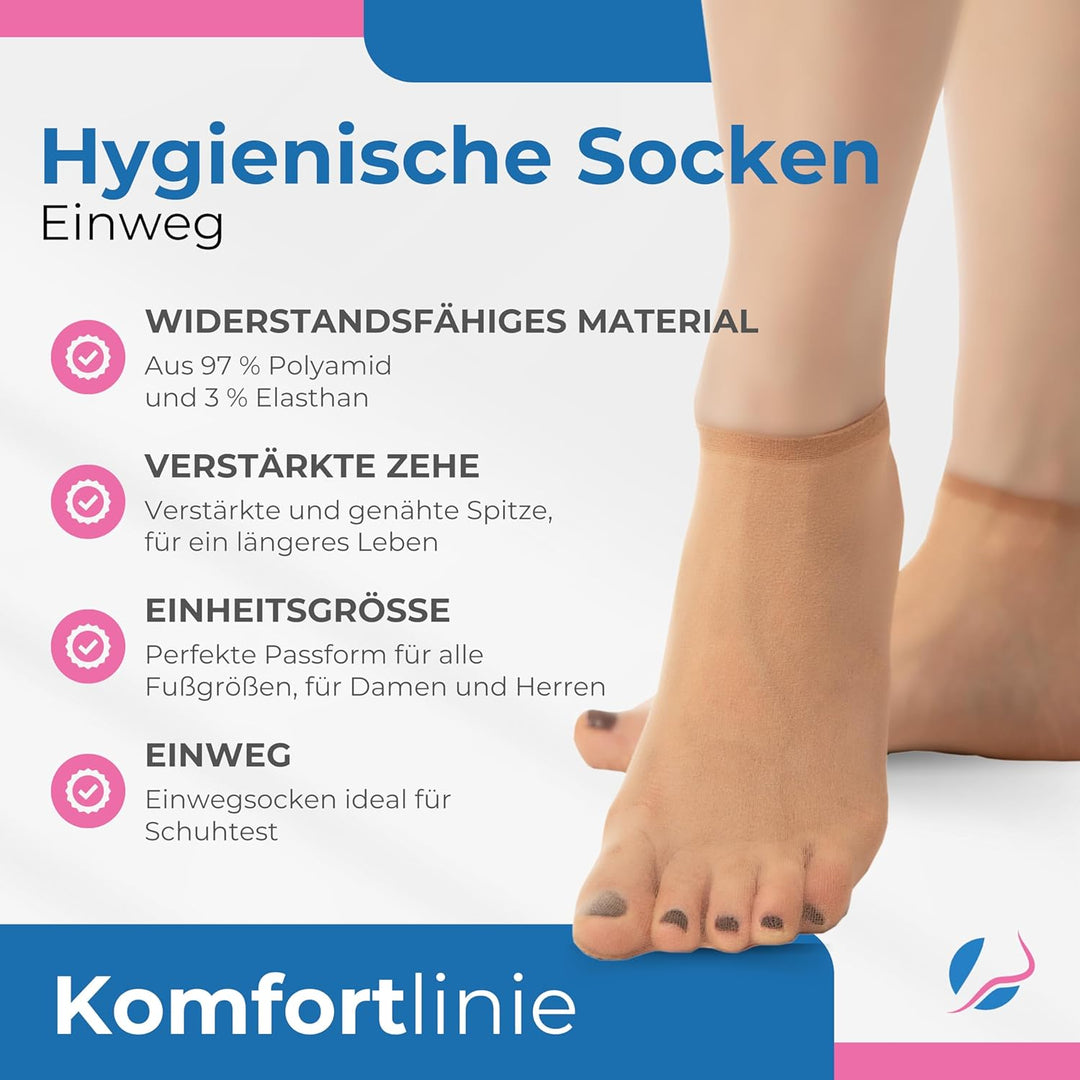 Pedsox Hygienische Einweg-Socken Multipack Sparpack - 3 Packungen à 100 Stück, Gemischt., Einheitsgr