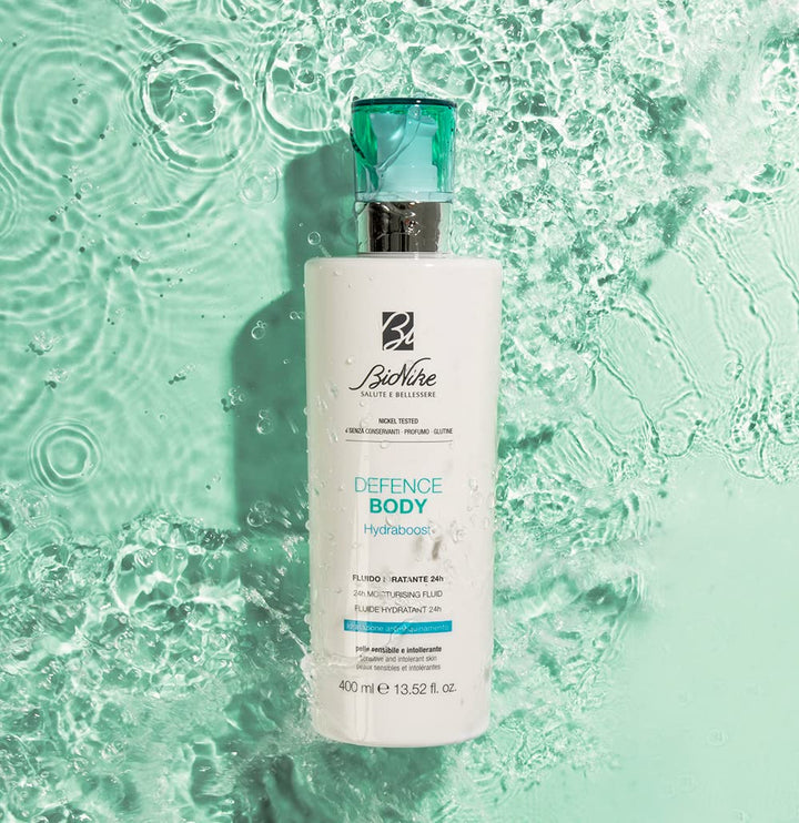 BioNike Defence Body Hydraboost Feuchtigkeitsspendende Flüssigkeit, 24 Stunden, 400 ml, Anti-Verschm