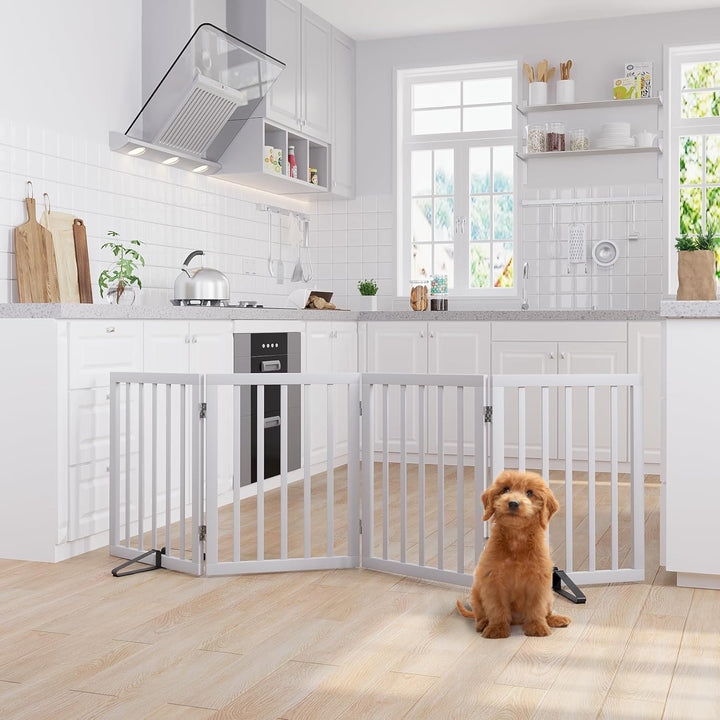 Semiocthome Freistehende Baby- & Haustiergitter aus Bambus, Hunde- und Katzengitter für Türen, Trepp