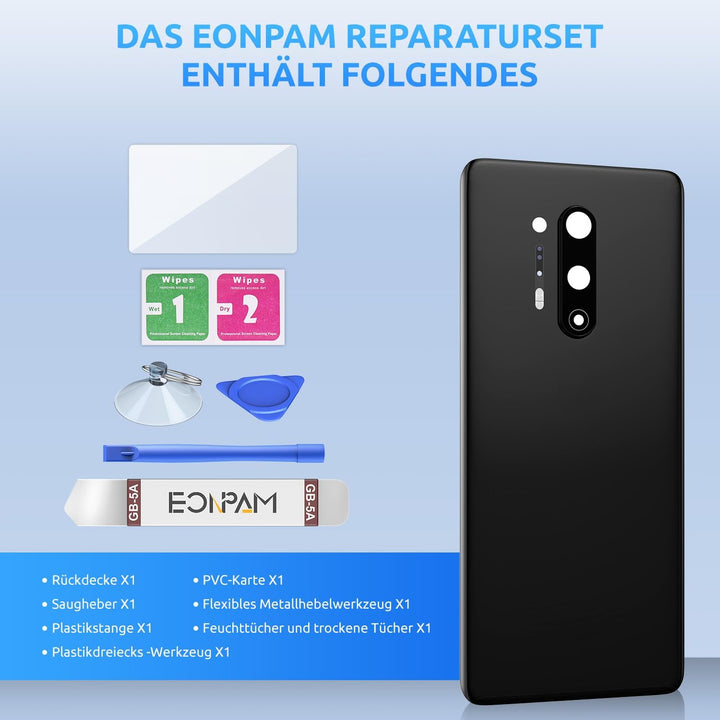Eonpam Akkudeckel für OnePlus 8 Pro Rückseite Glas Original Backcover Back Glas Ersatz Reparatur Set