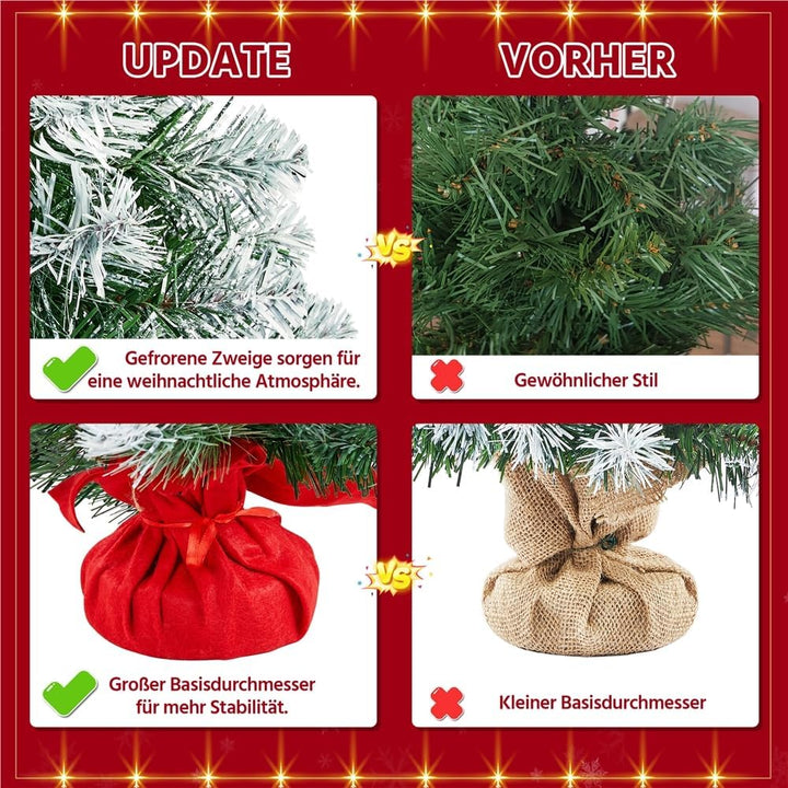 Yaheetech 90 cm Weihnachtsbaum mit Schnee, Mini Kunstweihnachtsbaum, Tisch-Weihnachtsbaum, Weihnacht