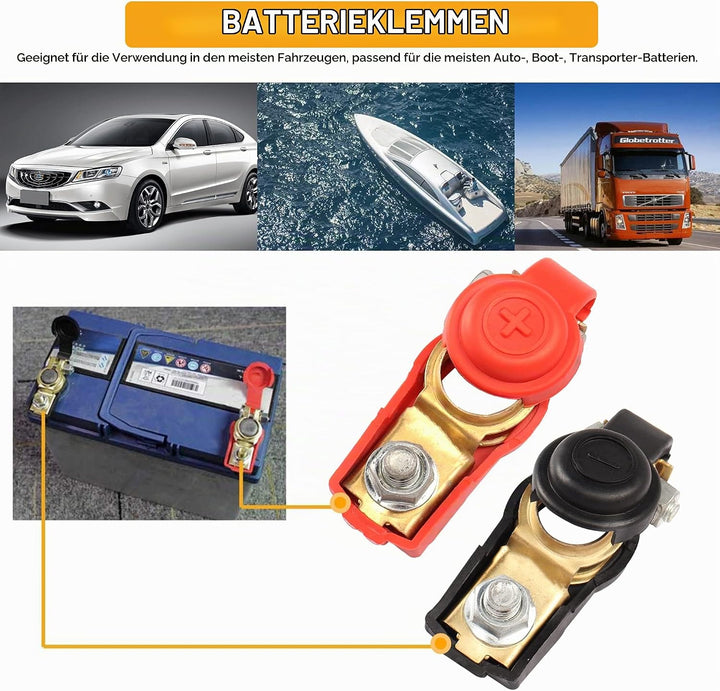 MEIRIYFA Auto Batterie Kabel Klemme Stecker, positive und negative Klemmen Reine Kupfer Adapter Stec