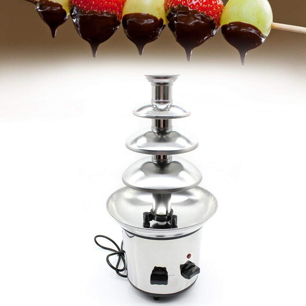 Schokobrunnen Schokolade Schokoladenbrunnen Chocolate Fountain mit Schmelzfunktion Edelstahl 4 Etage