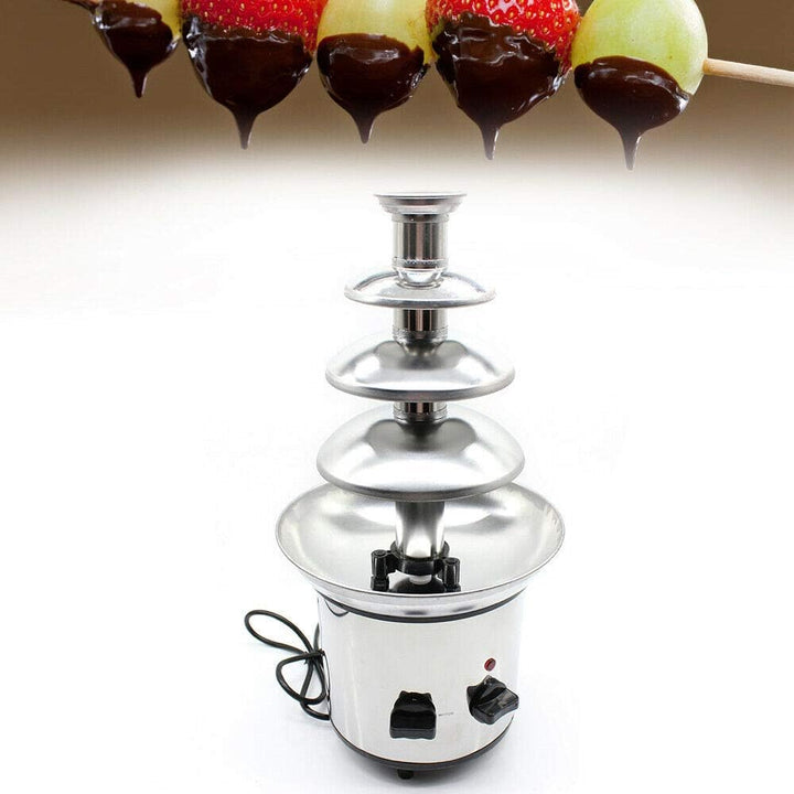 Schokobrunnen Schokolade Schokoladenbrunnen Chocolate Fountain mit Schmelzfunktion Edelstahl 4 Etage
