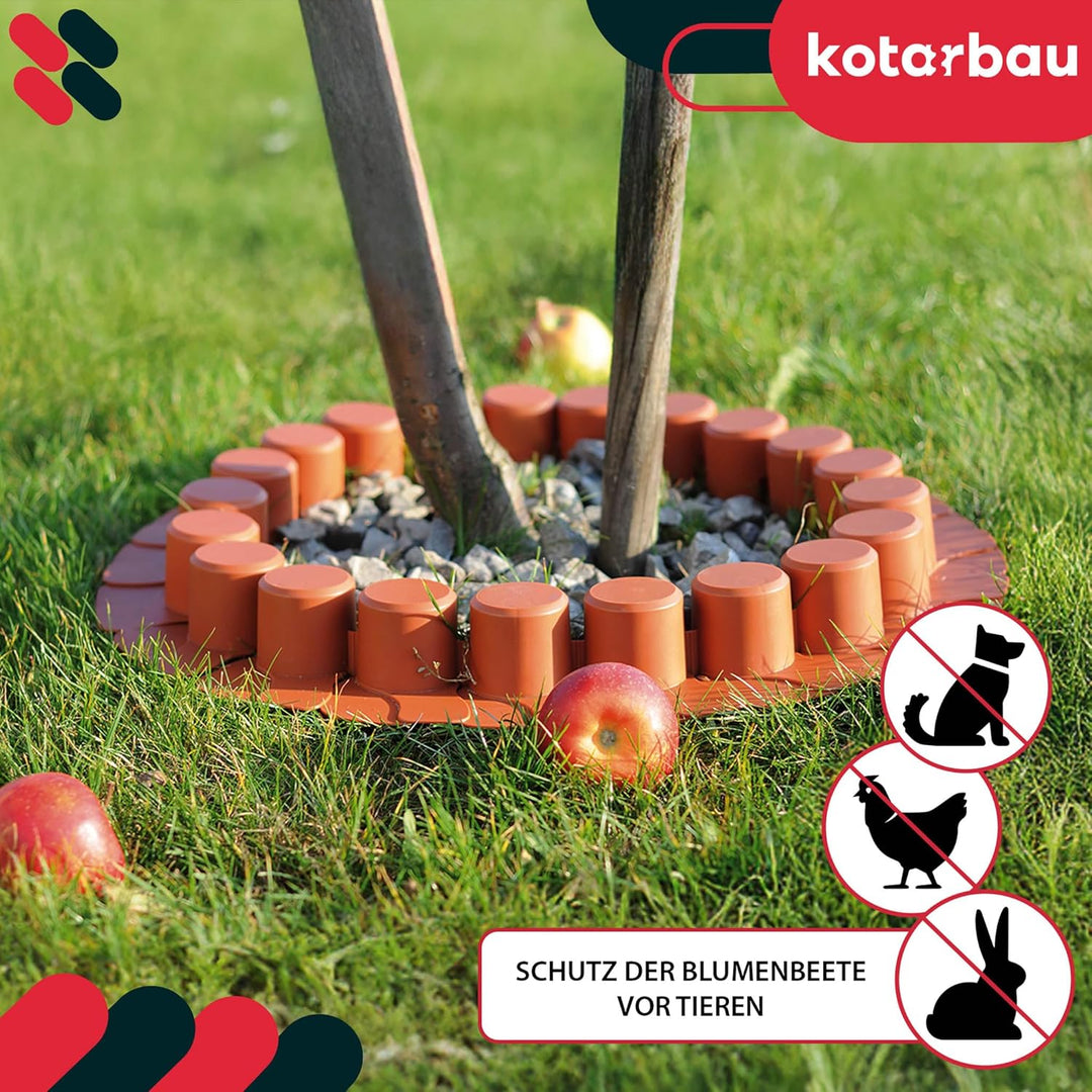 KOTARBAU® Garten-Palisade 60mm x 4,05m Ziegelrot zum Abgrenzen von Rasen und Gehwegen, Ziegelrot
