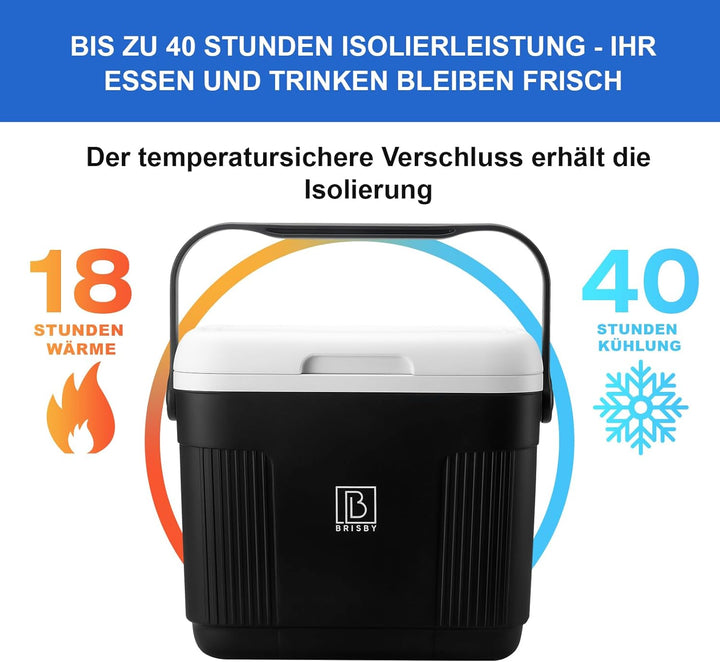Brisby Kühlbox - 4, 18 Stunden warm, 40 Stunden kühl, Kühltasche für Arbeit, Camping, Grillen oder U