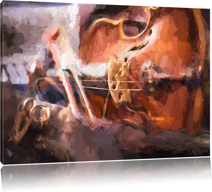 Pixxprint Alte Violine Pinsel Effekt, Format: 100x70 auf Leinwand, 100x70