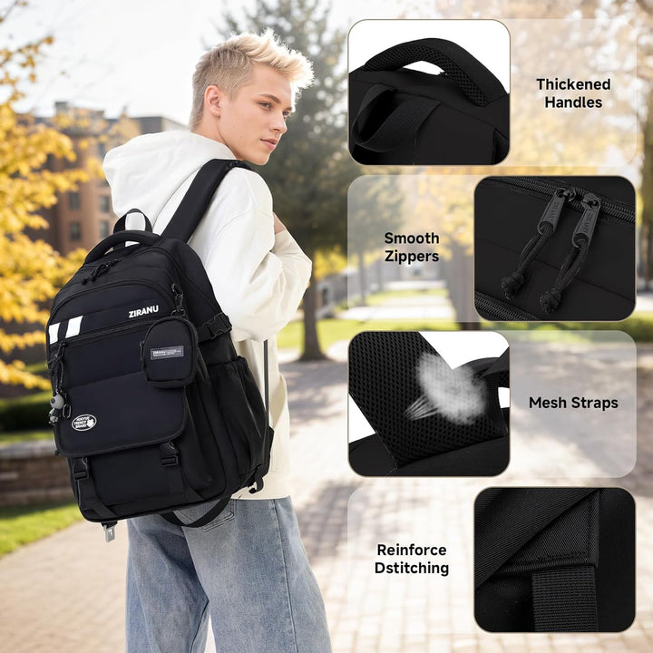 Amythe Schulrucksack Jungen Teenager, Gross Rucksack Schule Lässiger Oberstufe Schulranzen Wasserabw