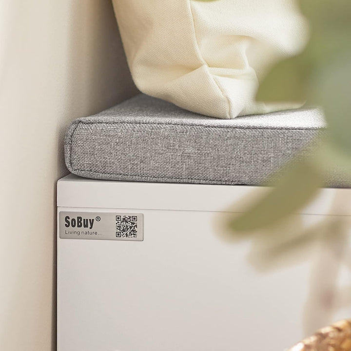 SoBuy FSR125-WN Schuhbank mit 2 Sitzflächen und 1 Schiebetür Sitzbank mit Stauraum Dielenbank Schuht