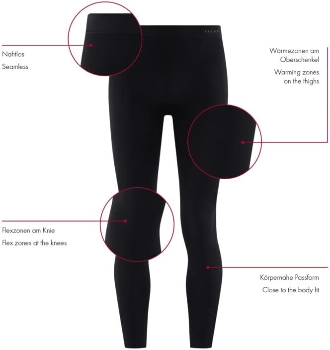 FALKE Herren Baselayer-Hose Maximum Warm Long M Ti Funktionsmaterial Schnelltrocknend 1 Stück S Schw