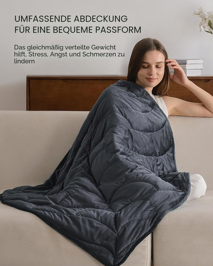 Sivio Gewichtsdecke 3,2kg Dunkelgrau 104x135cm | Kristallsamt, kuschelig &amp; tragbar, perfekt für Reis