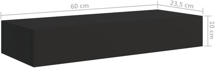 Schubladenregal 60x23,5x10 cm 2 Pcs MDF, Metall Schwarz Wandschrank Mit Schublade Mit Schublade Wand
