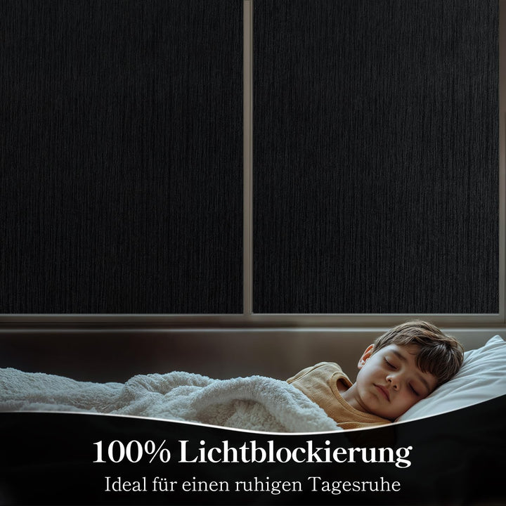 Qualsen Fensterfolie Blickdicht Schwarz Fenster Verdunkelungsfolie Sichtschutzfolie Selbstklebend Fe