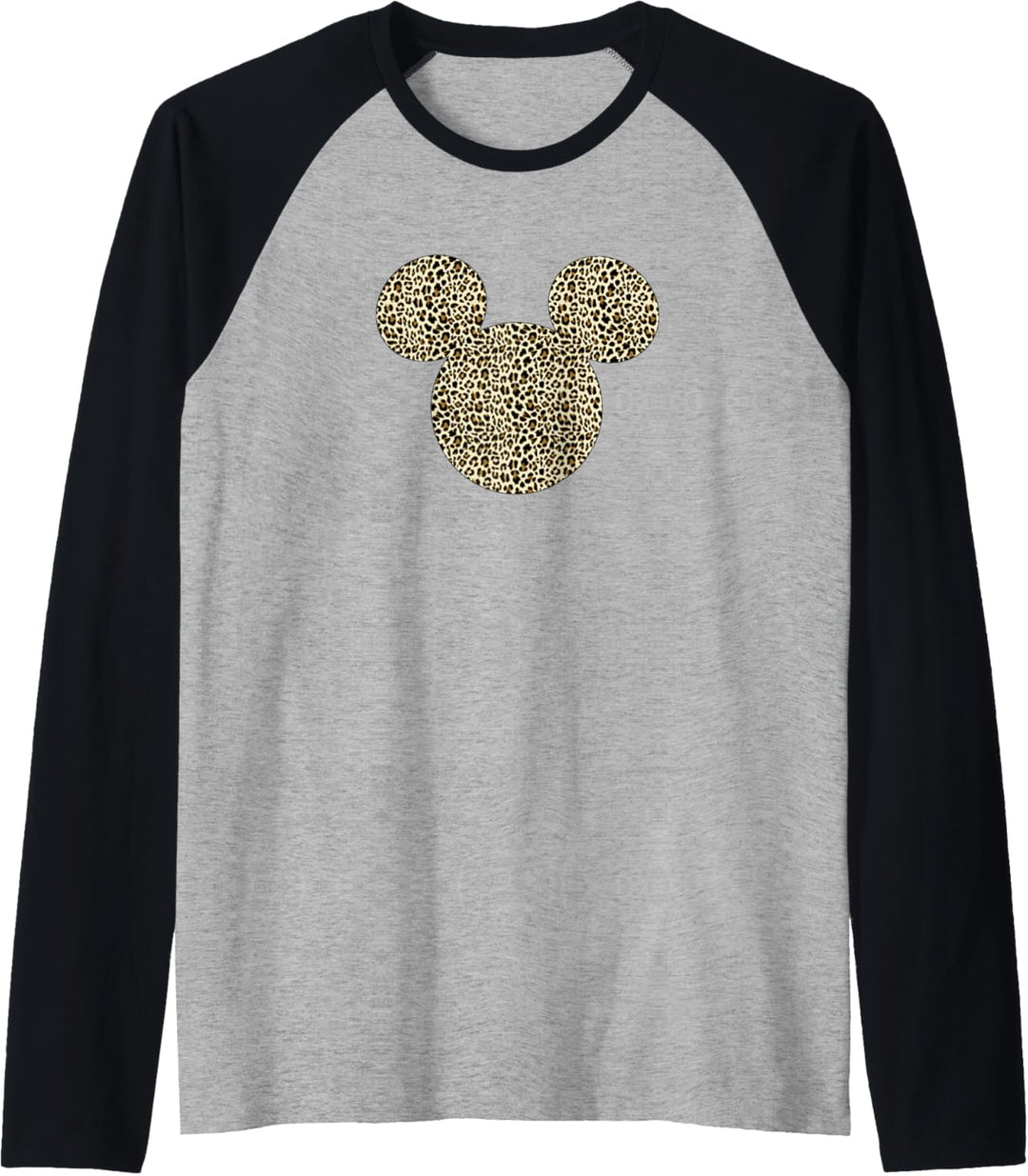 Disney Mickey Mouse Cheetah Print Silhouette Fill Raglan