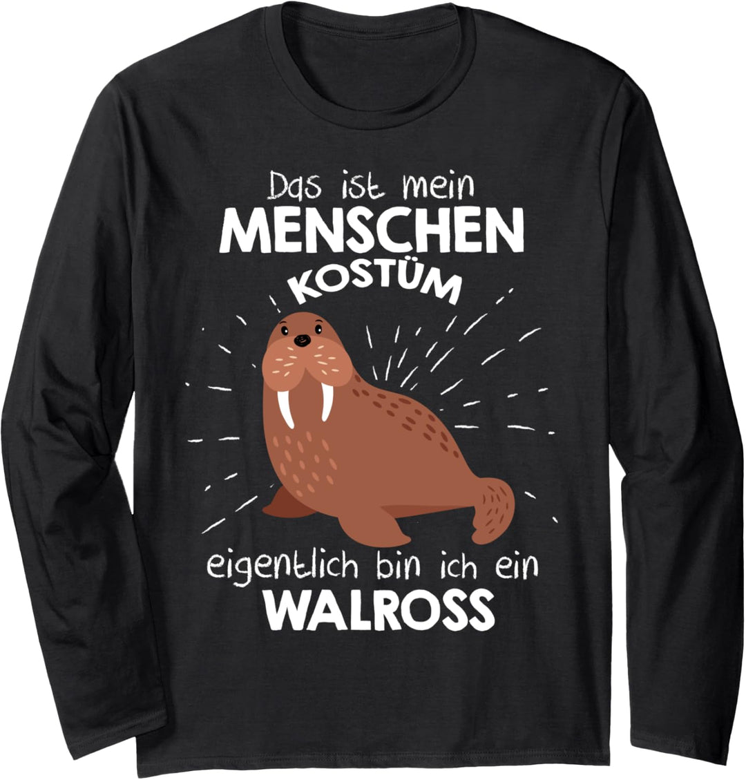 Mein Menschen Kostüm Bin ich ein Walross, Halloween Outfit Langarmshirt