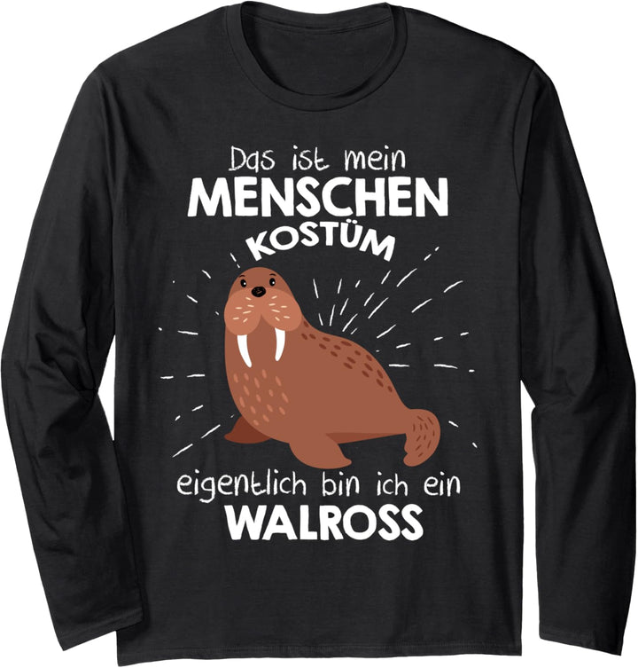 Mein Menschen Kostüm Bin ich ein Walross, Halloween Outfit Langarmshirt