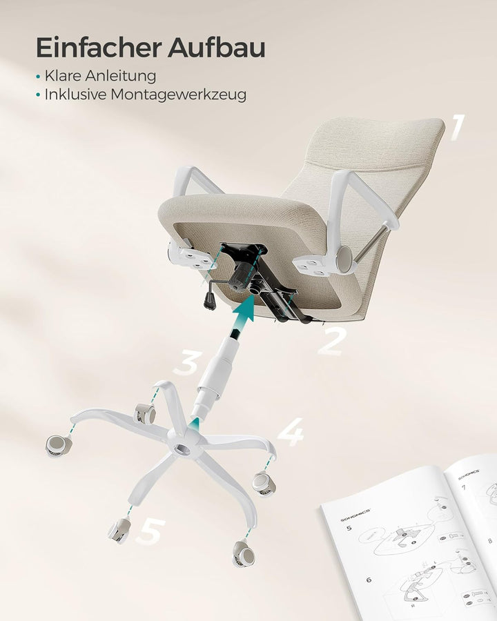 SONGMICS Bürostuhl, ergonomischer Schreibtischstuhl, Drehstuhl, gepolsterter Sitz, höhenverstellbar