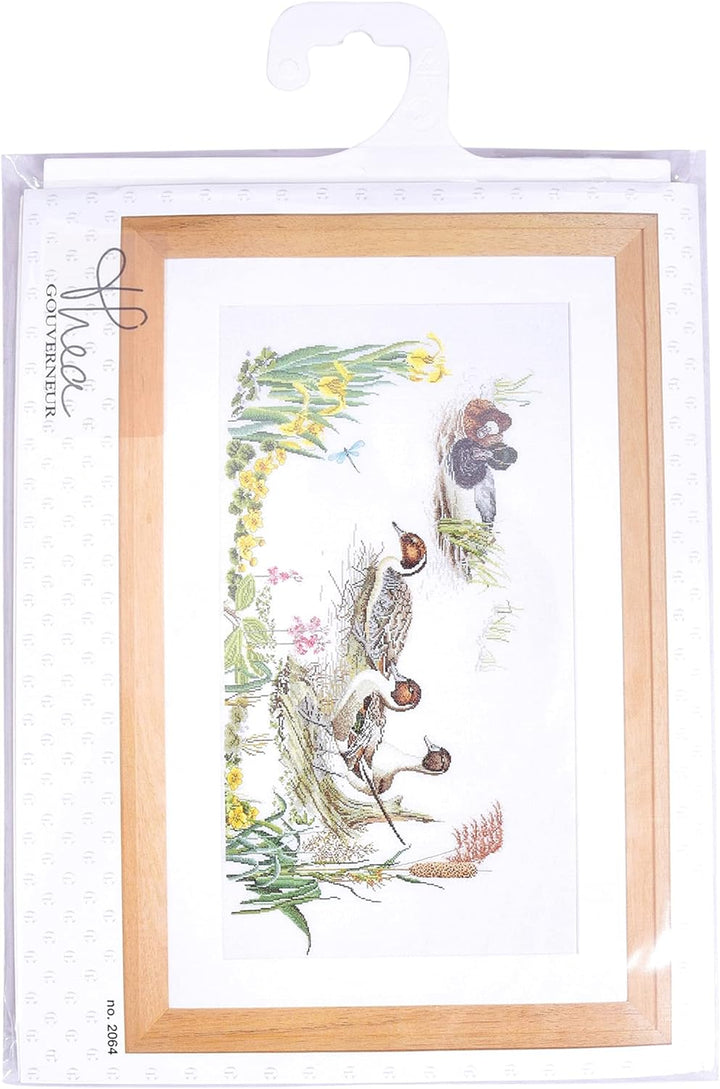Thea Gouverneur - Kreuzstich-Set - Enten - Leinen - 36 Count - Für Erwachsene - 2064