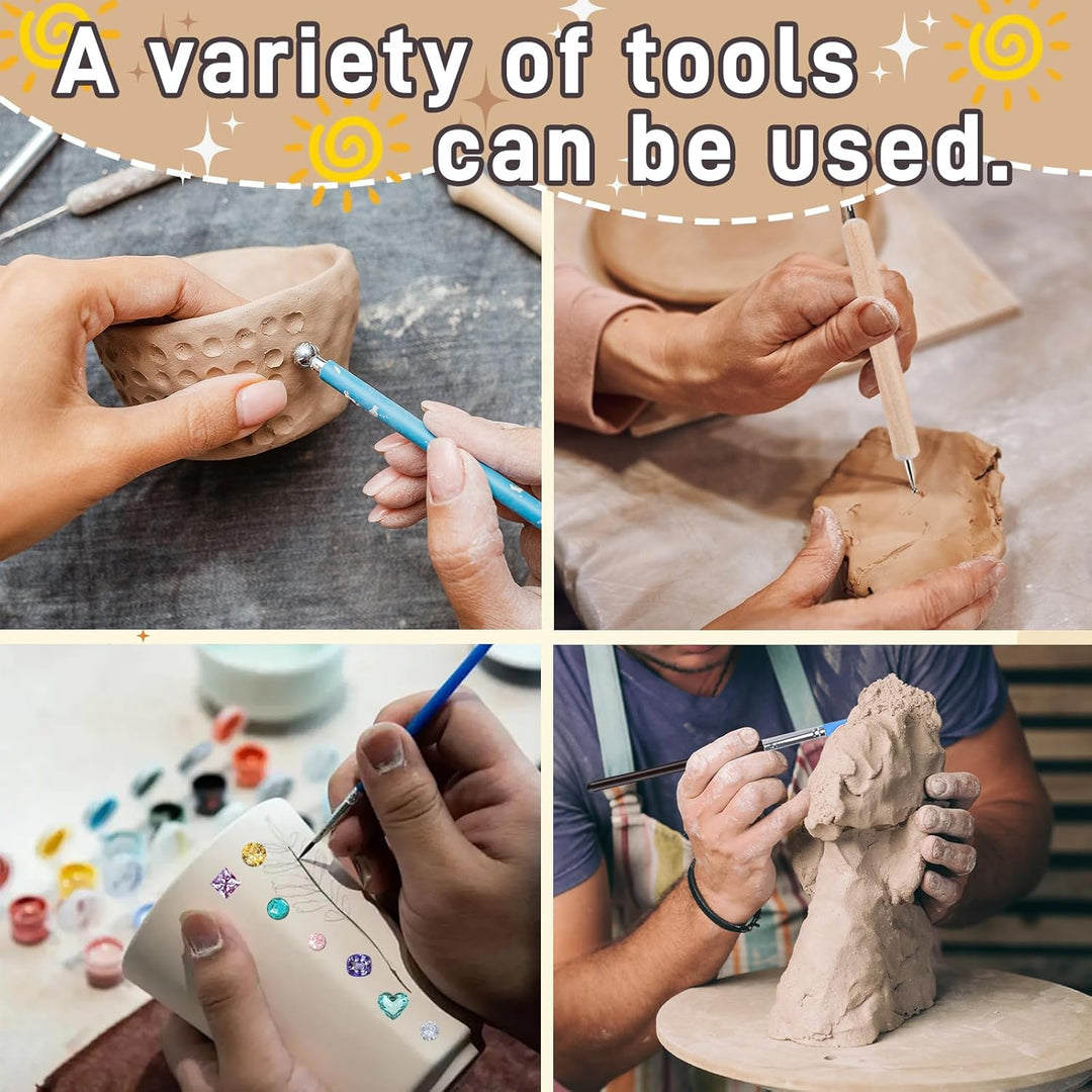 USHOP Ton Töpferset fur Zuhause fur Anfanger,Töpferset für Kinder,Kreativ DIY Keramik Bemalen Bastel