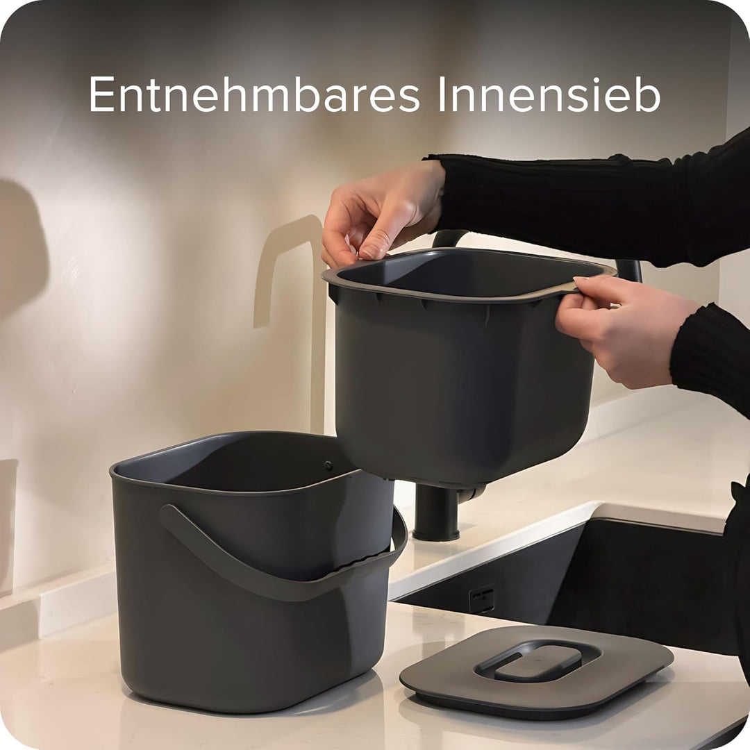 Biomülleimer Küche - 7L - Design Komposteimer mit Sieb - Bio-Mülleimer Geruchsdicht - Bio Abfalleime